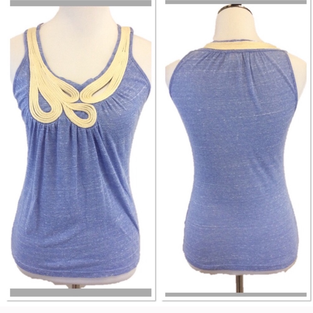 Anthropologie C. Keer Rope Detail Blue Tank Top S